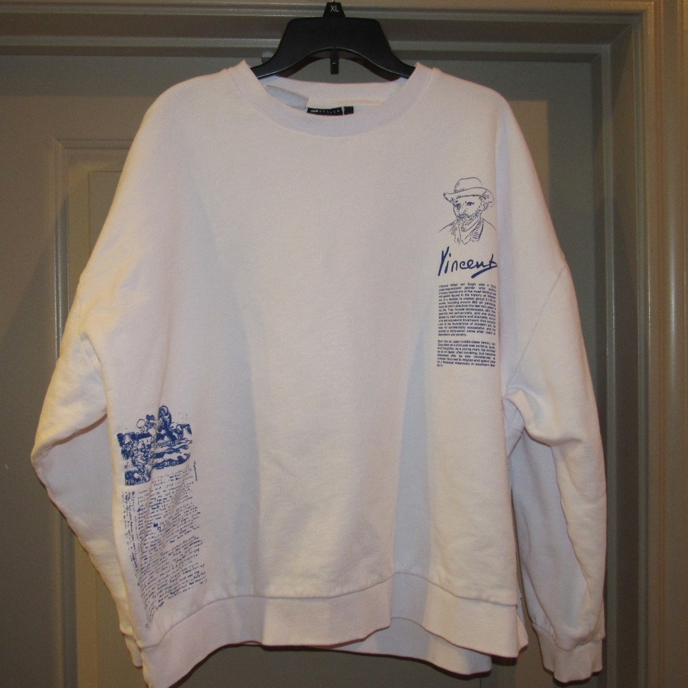 ASOS DESIGN oversized sweatshirt with Van Gogh prints in white